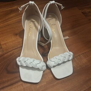 Lulu's White Braided Strap Heels